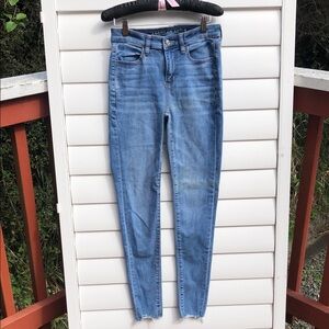 American Eagle Outfitters Blue Skinny Jeans with Contrast Stitching